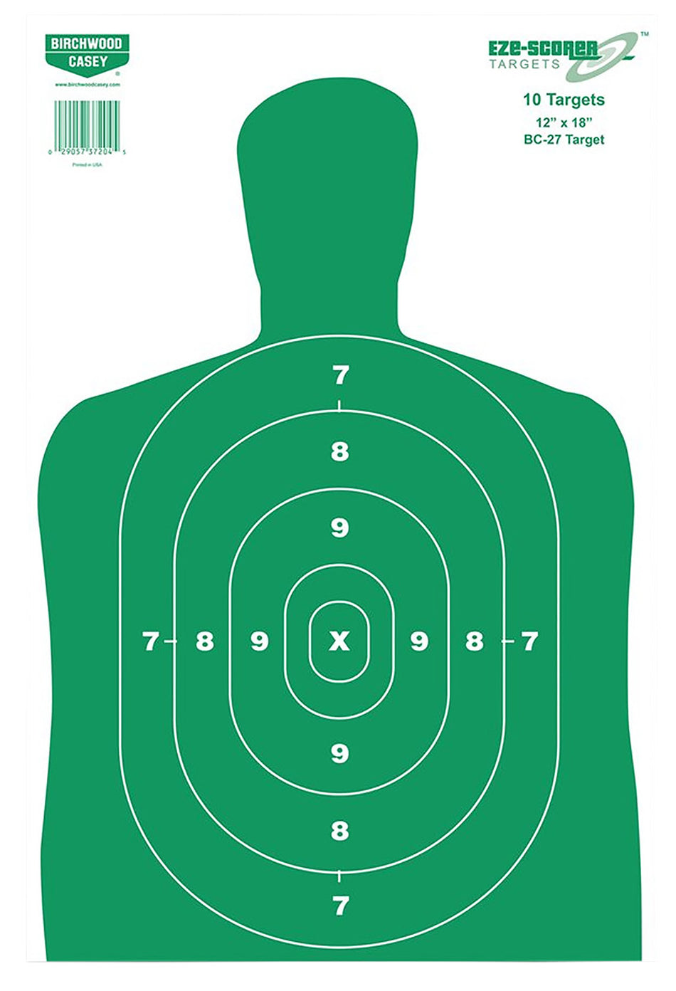 Birchwood Casey 37010 BC-27 EZE-Scorer Practical Silhouette Paper Target 12"x18" 100 Count