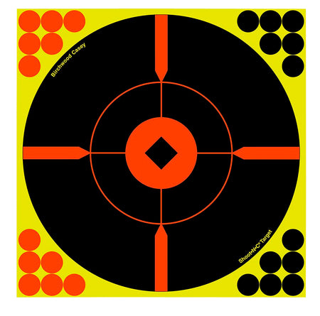 Birchwood Casey 34016 12" Bullseye Shoot-N-C Self-Adhesive Reactive Sight-In Target 100 Count