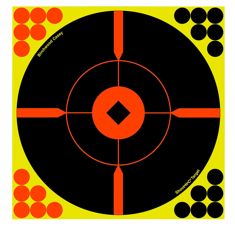 Birchwood Casey 34016 12" Bullseye Shoot-N-C Self-Adhesive Reactive Sight-In Target 100 Count