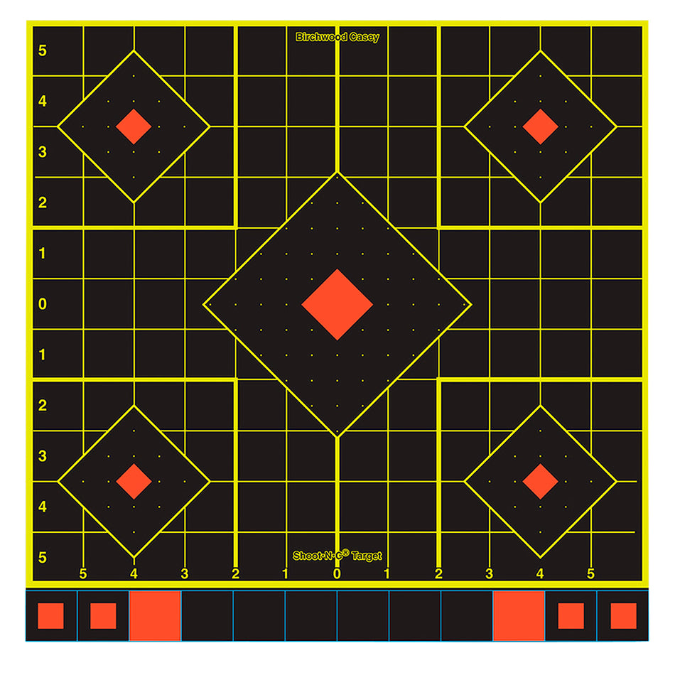Birchwood Casey 34211 12" 5-Diamond Shoot-N-C Self-Adhesive Sight-In Reactive Target 100 Count