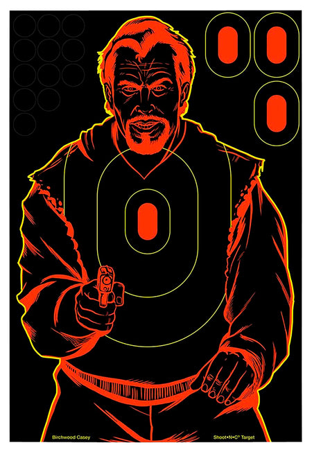 Birchwood Casey 34643 Bad Guy Shoot-N-C Self-Adhesive Reactive Silhouette Paper Target 12"x18" 100 Count
