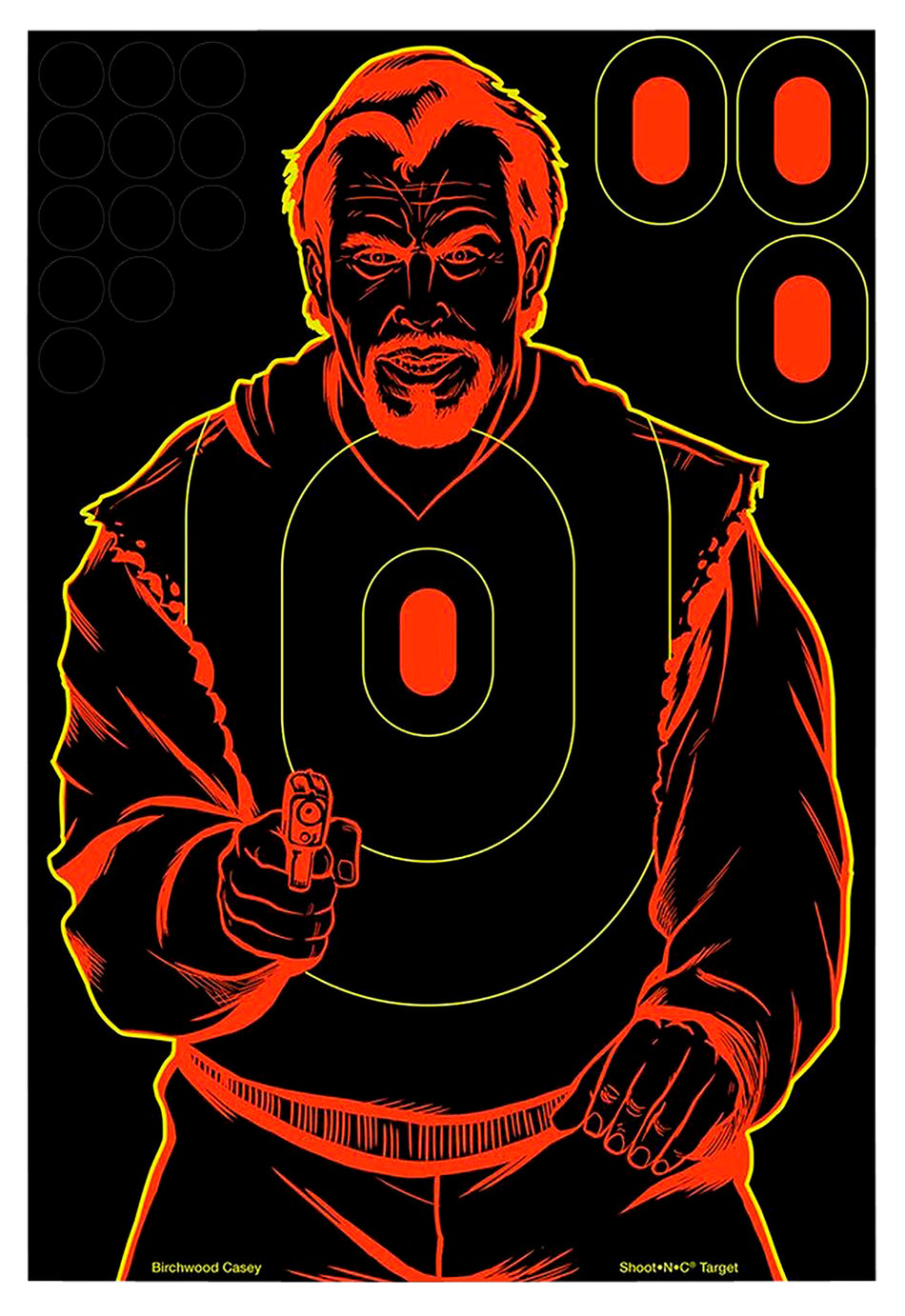 Birchwood Casey 34643 Bad Guy Shoot-N-C Self-Adhesive Reactive Silhouette Paper Target 12"x18" 100 Count