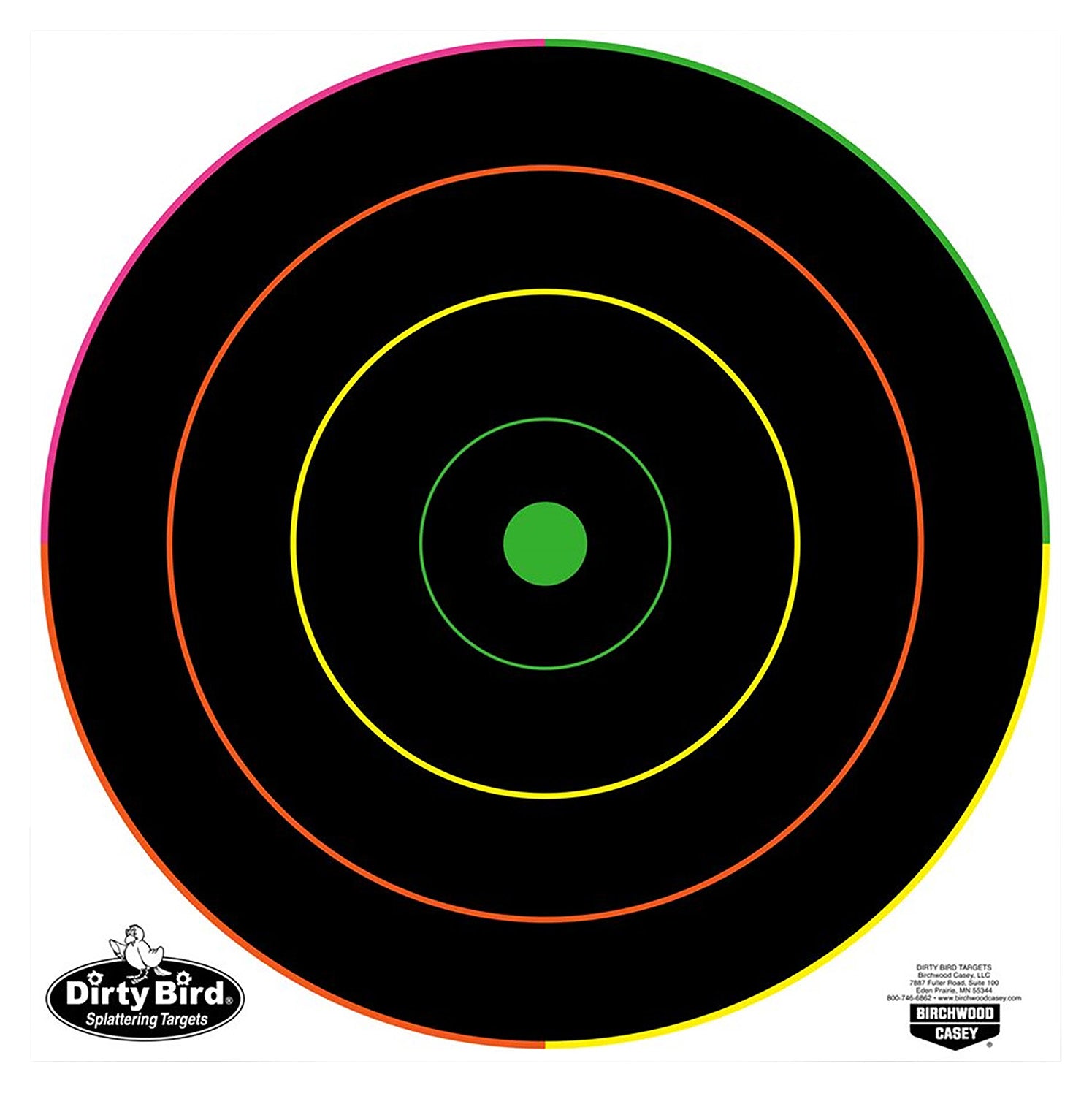 Birchwood Casey Dirty Bird Bullseye Shooting Target 12" with Tie-Breaking Ring 100 Pack