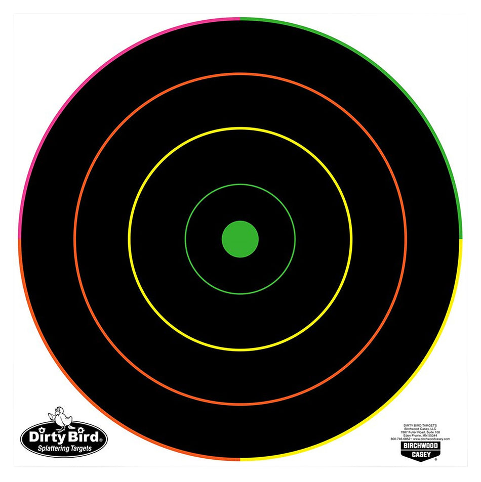 Birchwood Casey Dirty Bird Bullseye Shooting Target 12" with Tie-Breaking Ring 100 Pack
