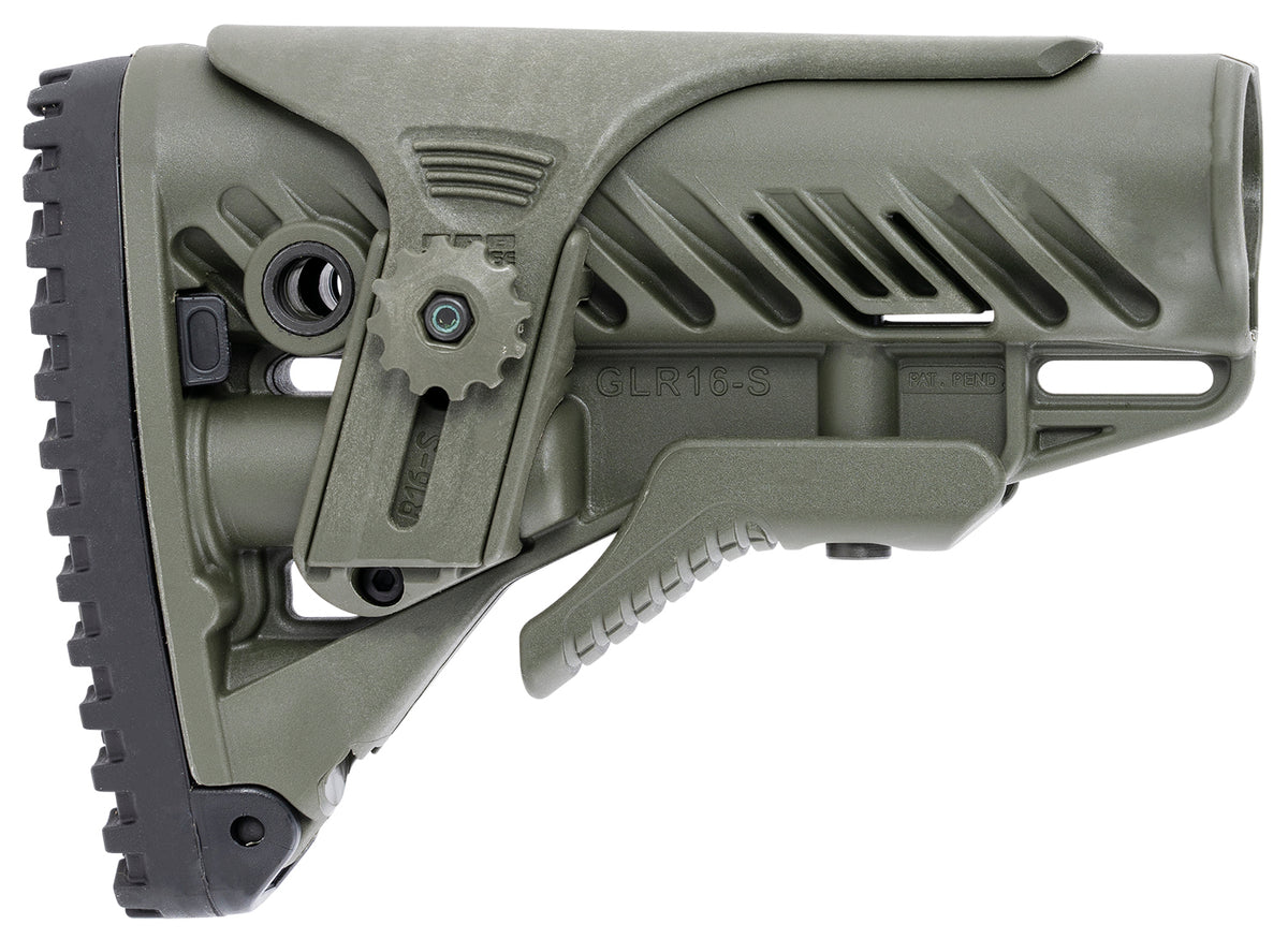FAB Defense GLR-16 Adjustable Cheek-Rest Buttstock for AR-15/M4 OD Green Polymer w/ Anti-Rattle System
