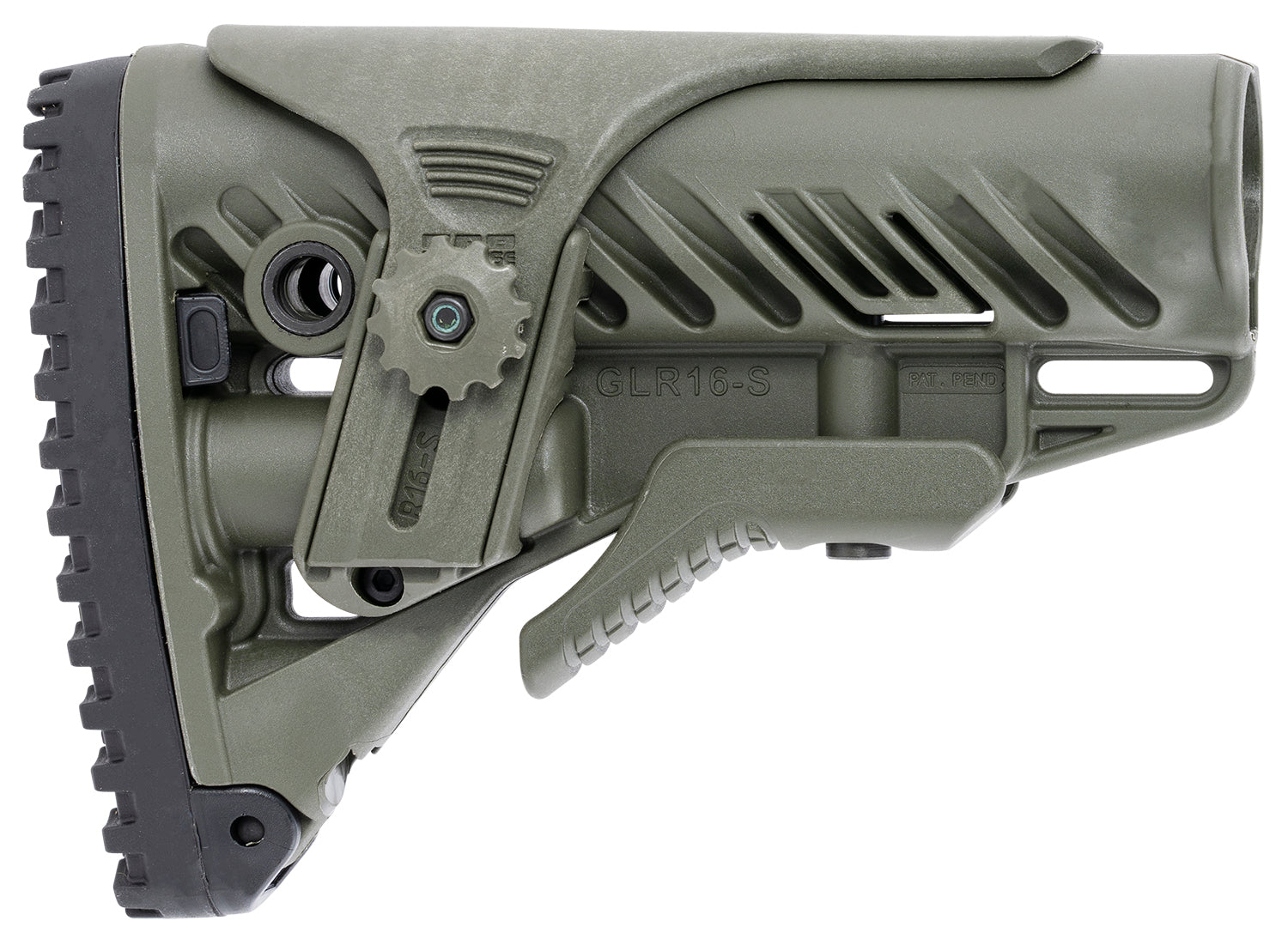 FAB Defense GLR-16 Adjustable Cheek-Rest Buttstock for AR-15/M4 OD Green Polymer w/ Anti-Rattle System