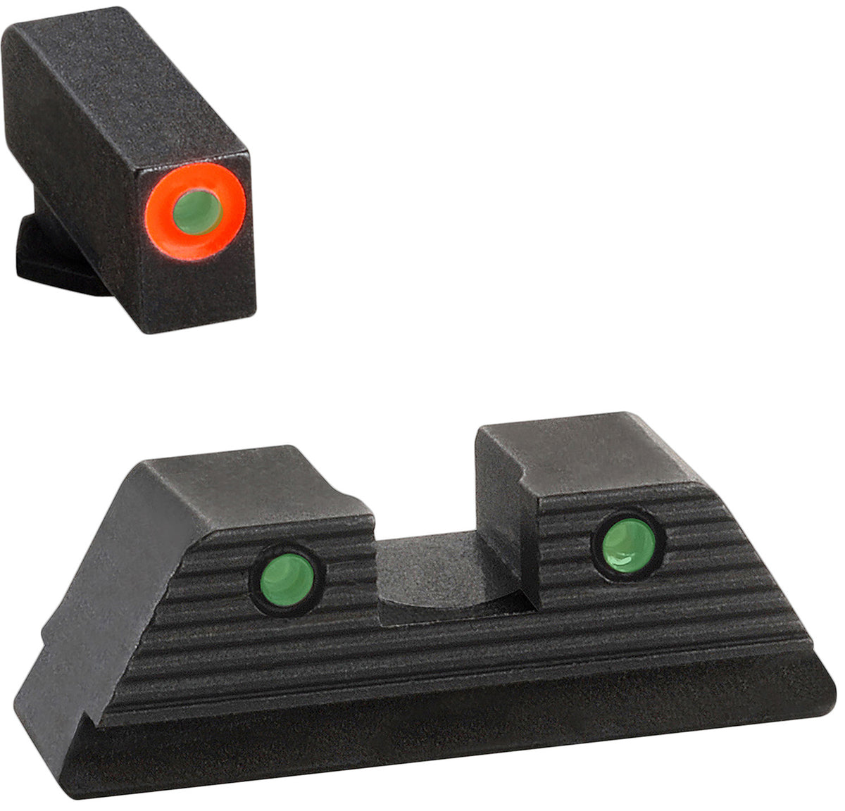 AmeriGlo GL816 ProGlo Trooper Glock Sight Set Green Tritium Orange Front - Green Tritium Black Outline Rear