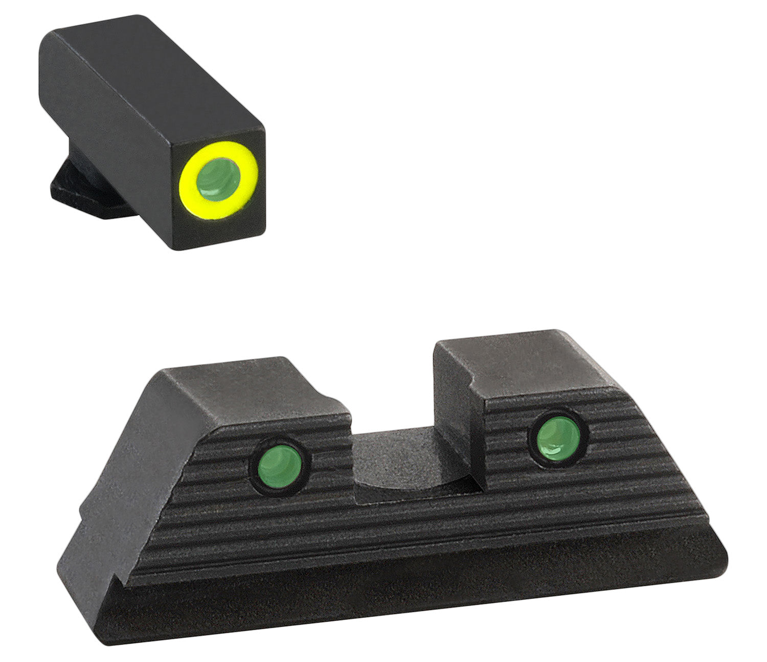 AmeriGlo GL819 ProGlo Trooper Glock Sight Set LumiGreen Outline Front with Green Tritium Black Outline Rear