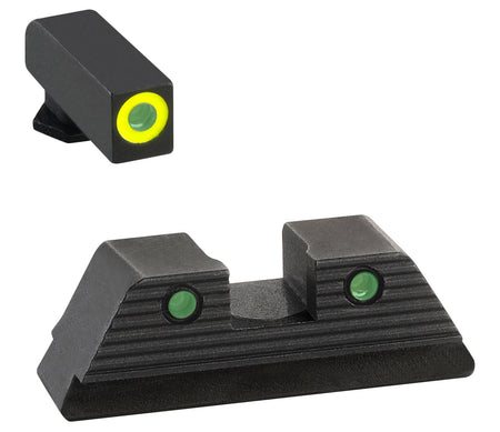 AmeriGlo GL819 ProGlo Trooper Glock Sight Set LumiGreen Outline Front with Green Tritium Black Outline Rear