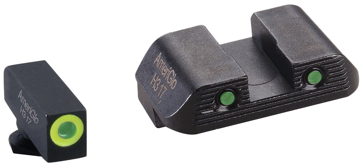 AmeriGlo GL822 ProGlo Trooper Glock 43 Series Sight Set Green Tritium LumiGreen Front Black Rear Sight