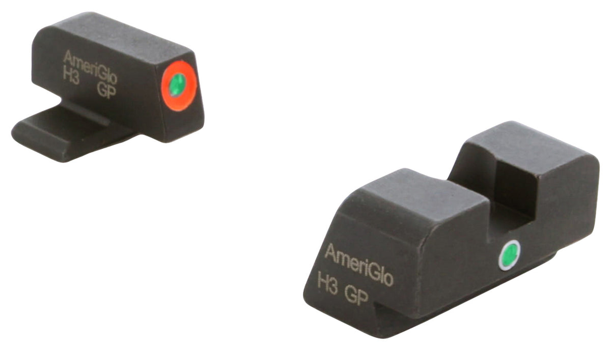 AmeriGlo XD201 Springfield XD All Models i-Dot Iron Sight Set Green Tritium Orange Outline Front Rear