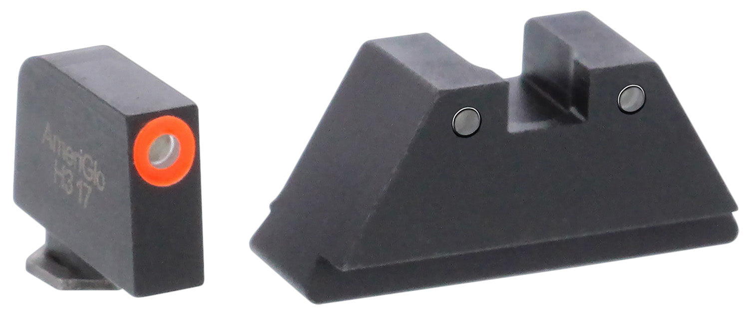 AmeriGlo GL452 Glock Optic Compatible XL Tall Sight Set - Green Tritium Orange Outline Front / Black Outline Rear