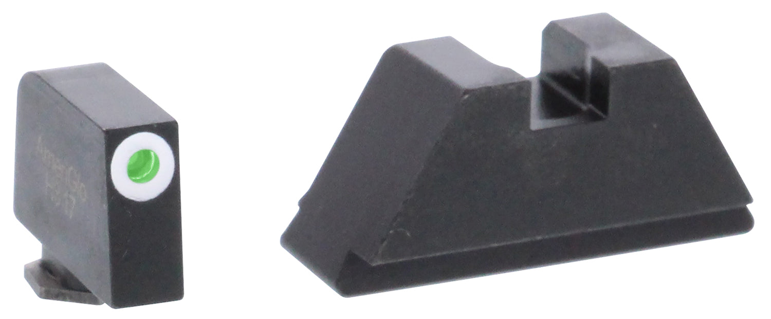 AmeriGlo GL411 Glock Optic Compatible XL Tall Sight Set - Green Tritium White Outline Front / Flat Black Rear Sight