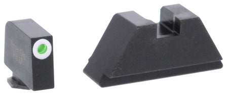 AmeriGlo GL411 Glock Optic Compatible XL Tall Sight Set - Green Tritium White Outline Front / Flat Black Rear Sight