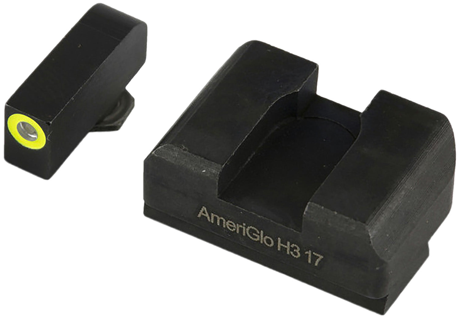 AmeriGlo GL611 Glock Optic Compatible XL Tall Sight Set - Green Tritium LumiGreen Outline Front / Flat Black Rear Sight