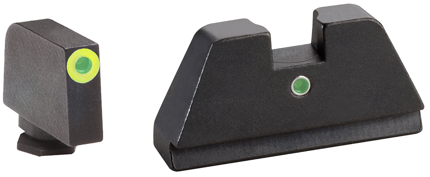 AmeriGlo GL391 Glock Optic Compatible XL Tall Sight Set - LumiGreen Outline Front / Green Tritium I-Dot Rear Sight
