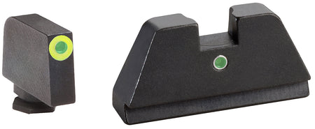 AmeriGlo GL391 Glock Optic Compatible XL Tall Sight Set - LumiGreen Outline Front / Green Tritium I-Dot Rear Sight