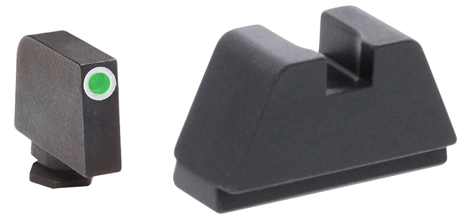 AmeriGlo GL481 Glock Optic Compatible 2XL Tall Sight Set - Green Tritium White Outline Front / Flat Black Rear Sight