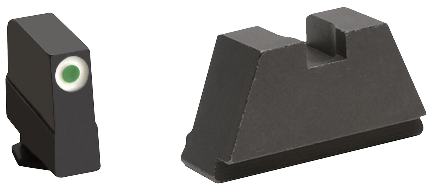 AmeriGlo GL491 Glock Optic Compatible 3XL Tall Sight Set - Green Tritium White Outline Front / Flat Black Rear Sight