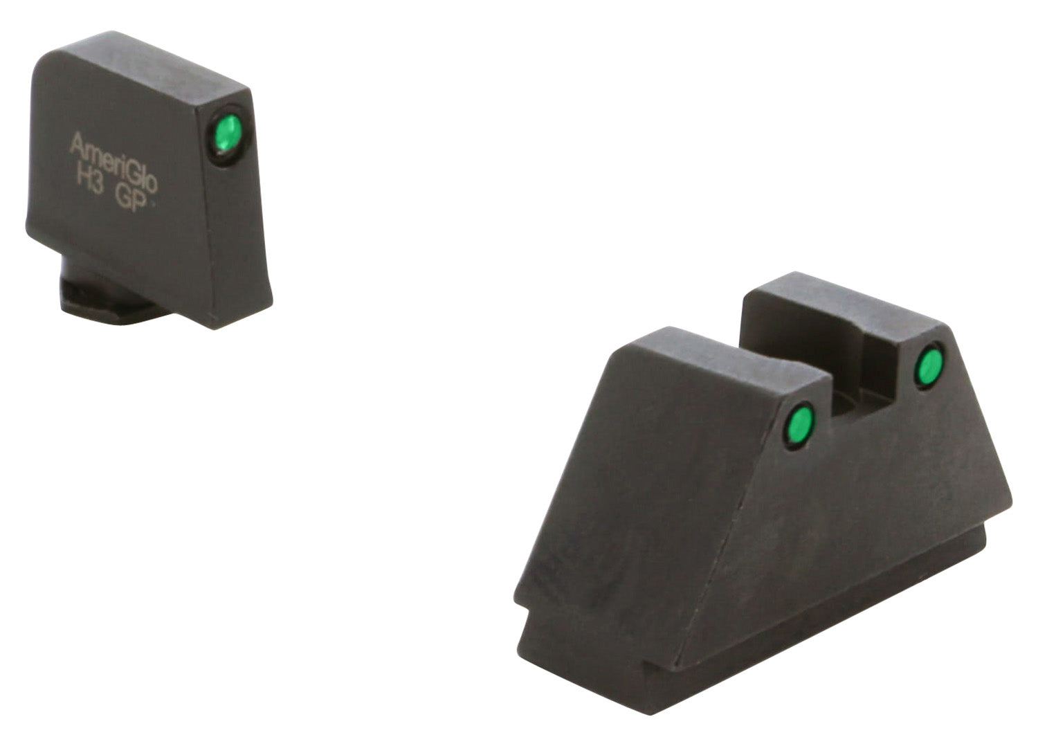 AmeriGlo GL815 Glock Optic Compatible 3XL Tall Sight Set - Green Tritium Black Outline Both Front and Rear