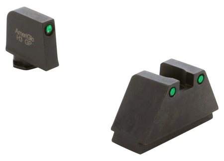 AmeriGlo GL815 Glock Optic Compatible 3XL Tall Sight Set - Green Tritium Black Outline Both Front and Rear