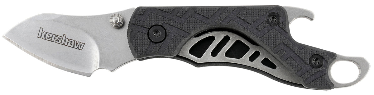 Kershaw Cinder Mini Keychain Folding Knife 1.40" Drop Point Stonewashed 3Cr13MoV Blade Black Glass-Filled Nylon Handle