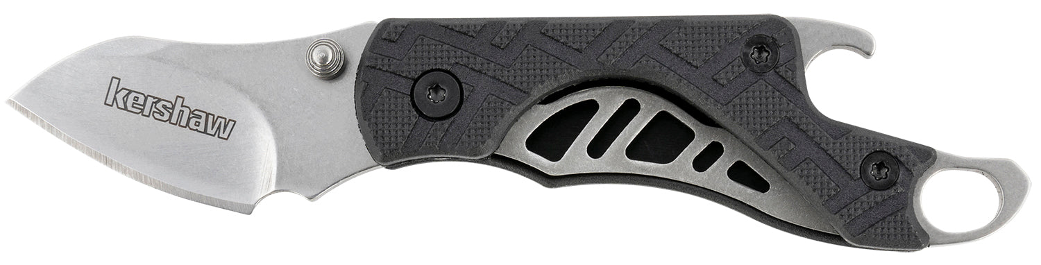 Kershaw Cinder Mini Keychain Folding Knife 1.40" Drop Point Stonewashed 3Cr13MoV Blade Black Glass-Filled Nylon Handle
