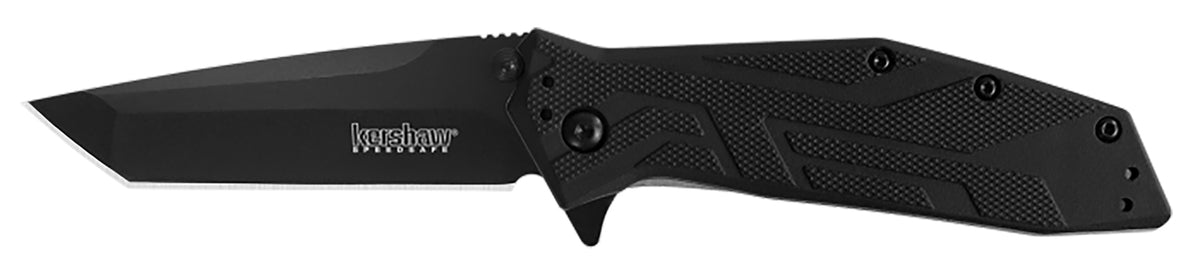 Kershaw Brawler SpeedSafe Folding Pocket Knife 3" Tanto Black Oxide 8Cr13MoV Blade Black Glass-Filled Nylon Handle