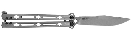 Kershaw Lucha Balisong Butterfly Knife 4.60" Drop Point 14C28N Stonewashed Blade Stainless Handle KVT Ball Bearings