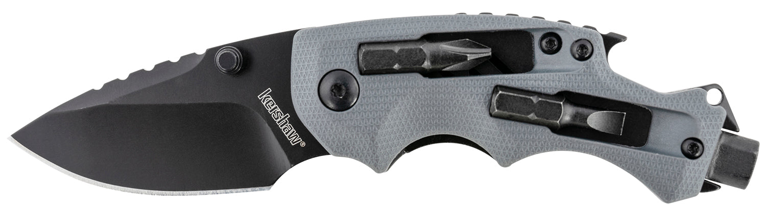 Kershaw Shuffle DIY Multi-Function Folding Knife 2.40" Drop Point 8Cr13MoV Blade Gray Nylon Handle Screwdriver Bits