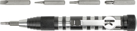 Kershaw TX Tool Silver/Gray Aluminum Handle Knife Adjustment Screwdriver 5 Key Bits Magnetic Driver & Pocket Clip