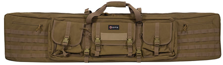 GPS Bags DRC55FDE Double Rifle Case FDE with 2 Padded Pistol Sleeves, MOLLE Webbing & Lockable Zippers