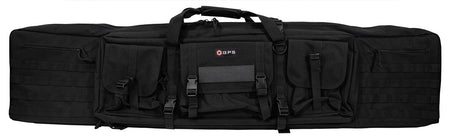 GPS Bags DRC55 Double Rifle Case Black with 2 Padded Pistol Sleeves, Lockable Zippers & MOLLE Webbing
