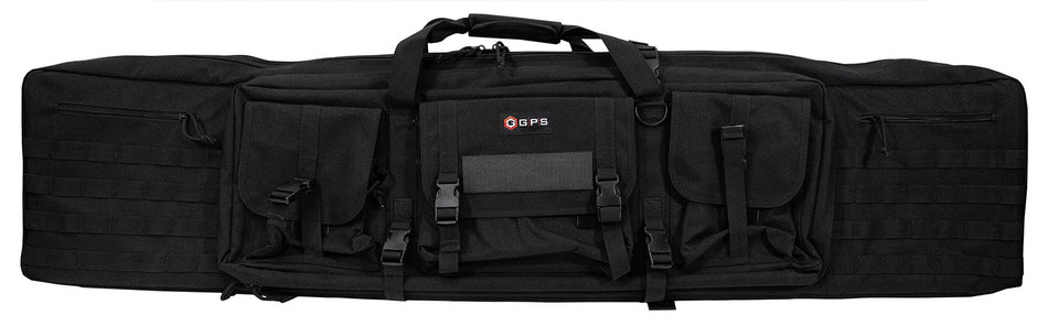 GPS Bags DRC55 Double Rifle Case Black with 2 Padded Pistol Sleeves, Lockable Zippers & MOLLE Webbing
