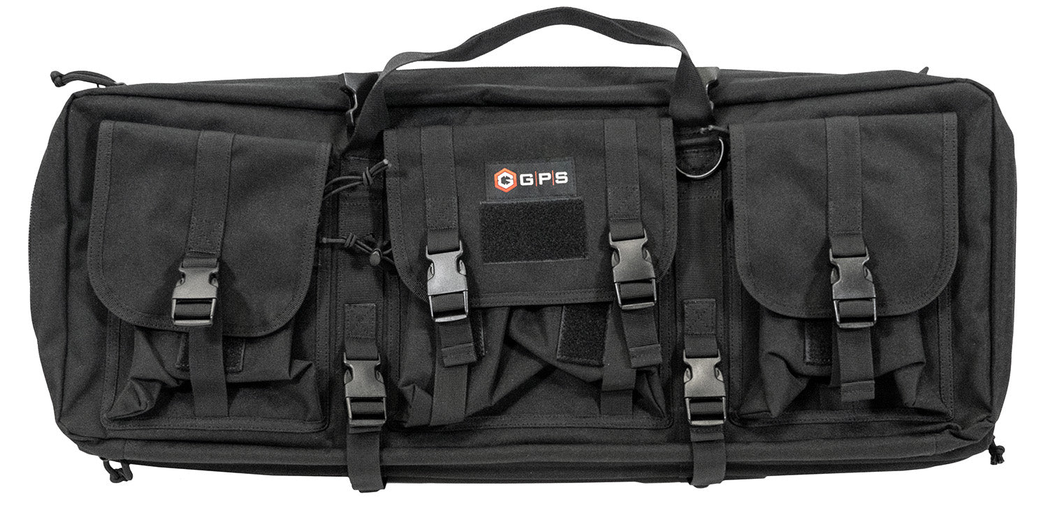 GPS Bags DRC28 Double Rifle Case Black 28" with 2 Padded Pistol Sleeves, Lockable Zippers & MOLLE Webbing