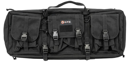 GPS Bags DRC28 Double Rifle Case Black 28" with 2 Padded Pistol Sleeves, Lockable Zippers & MOLLE Webbing