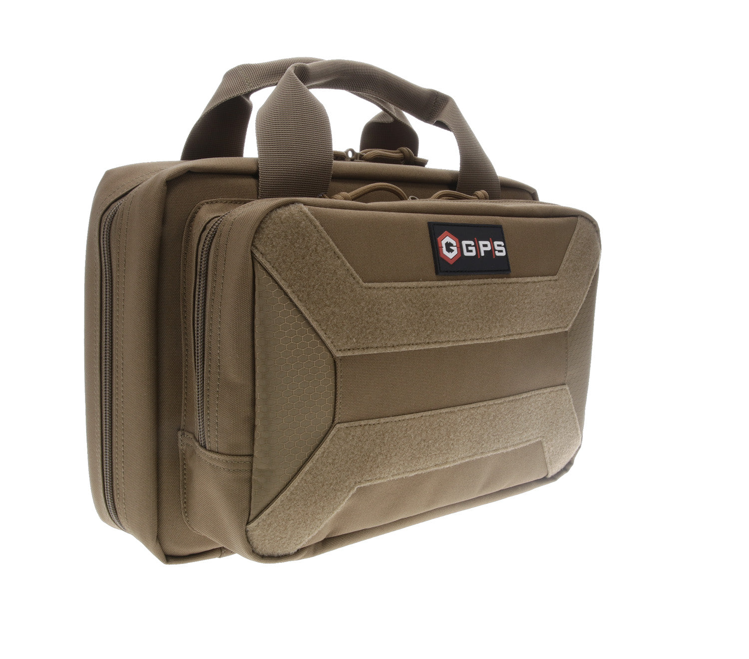 GPS Bags PC15FDE Pistol Case FDE 600D Polyester with Hook & Loop Front Panel & Lockable Zippers