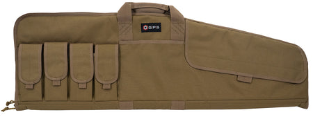 GPS Bags SRC42FDE Single Rifle Case FDE 600D Polyester with Fleece-Lining, Mag Pouch & Lockable Zippers