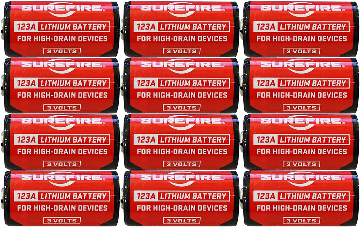 SureFire 123A Lithium Primary Batteries 3.0V 12-Pack Clamshell with 10-Year Shelf Life