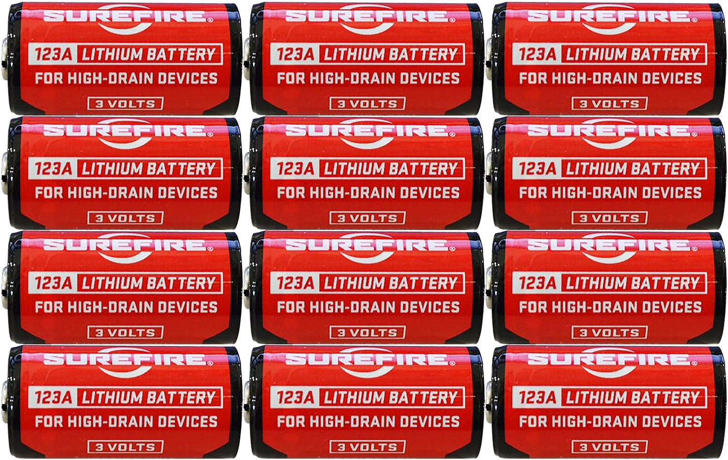 SureFire 123A Lithium Primary Batteries 3.0V 12-Pack Clamshell with 10-Year Shelf Life