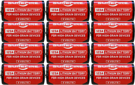 SureFire 123A Lithium Primary Batteries 3.0V 12-Pack Clamshell with 10-Year Shelf Life