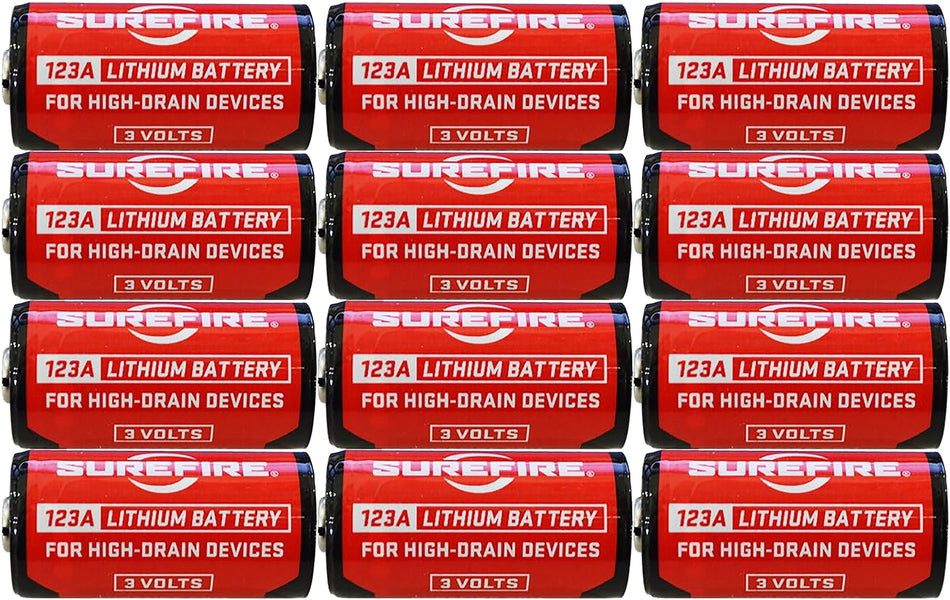 SureFire 123A Lithium Primary Batteries 3.0V 12-Pack Clamshell with 10-Year Shelf Life