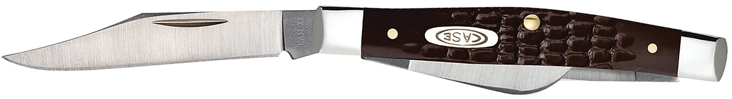Case 00106 Medium Stockman Folding Pocket Knife 2.42"/1.58"/1.57" Three Blades Tru-Sharp Stainless Steel, Jigged Brown Synthetic Handle