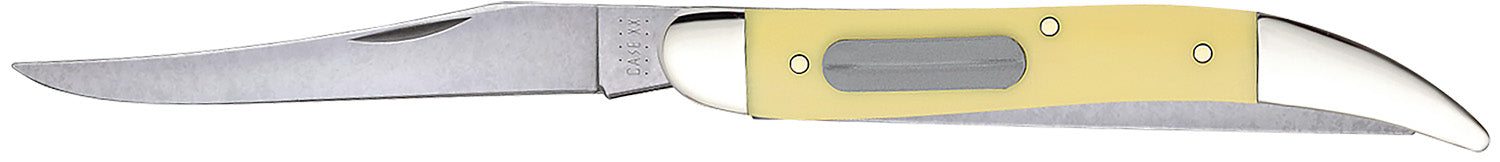 Case 00120 Yellow Handle Fishing Folding Knife 3.40" Clip/Fish Scaler Serrated Tru-Sharp Stainless Steel Blade