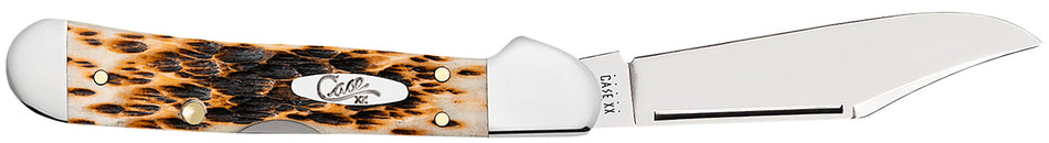 Case 00133 Mini CopperLock Folding Lockback Knife 2.72" Tru-Sharp Stainless Steel Clip Blade, Amber Bone Jigged Handle