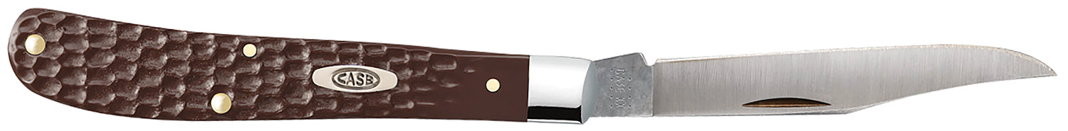 Case 00135 Trapper Slimline 3.25" Folding Clip Point Knife Plain Tru-Sharp Stainless Steel Blade, Jigged Brown Synthetic Handle
