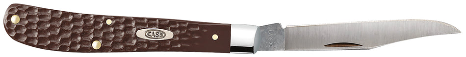 Case 00135 Trapper Slimline 3.25" Folding Clip Point Knife Plain Tru-Sharp Stainless Steel Blade, Jigged Brown Synthetic Handle