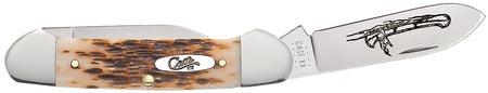 Case 00263 Amber Bone Canoe Folding Pocket Knife 2.60"/1.97" Spear and Pen Blades Chrome Vanadium Steel