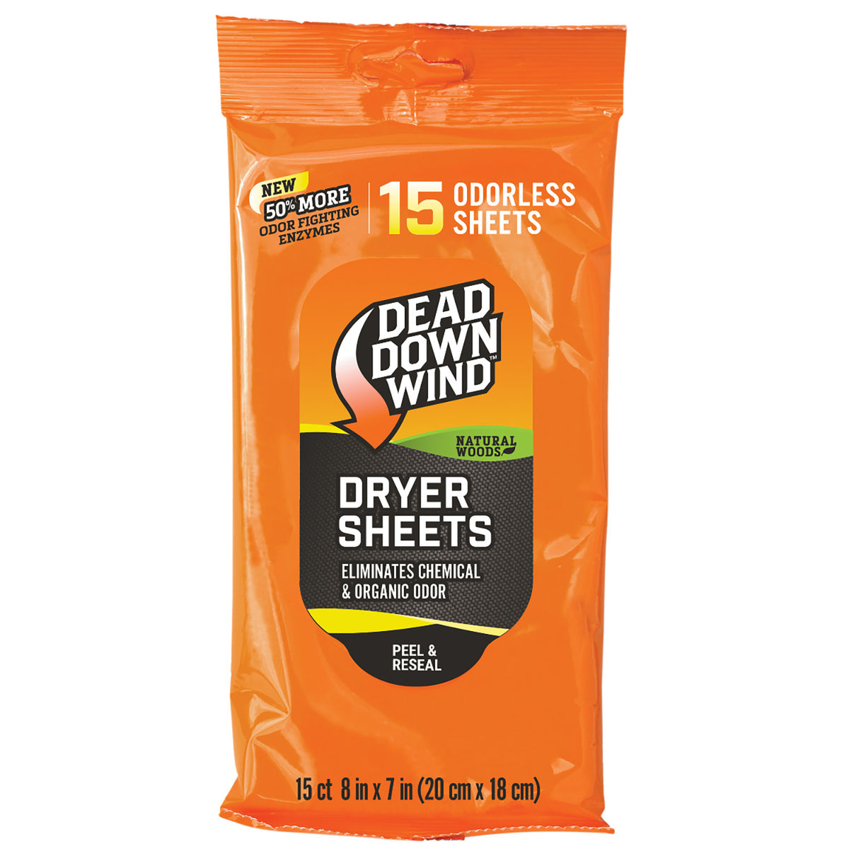 Dead Down Wind Natural Woods Aroma Cover Scent Hunting Dryer Sheets 15ct 11913