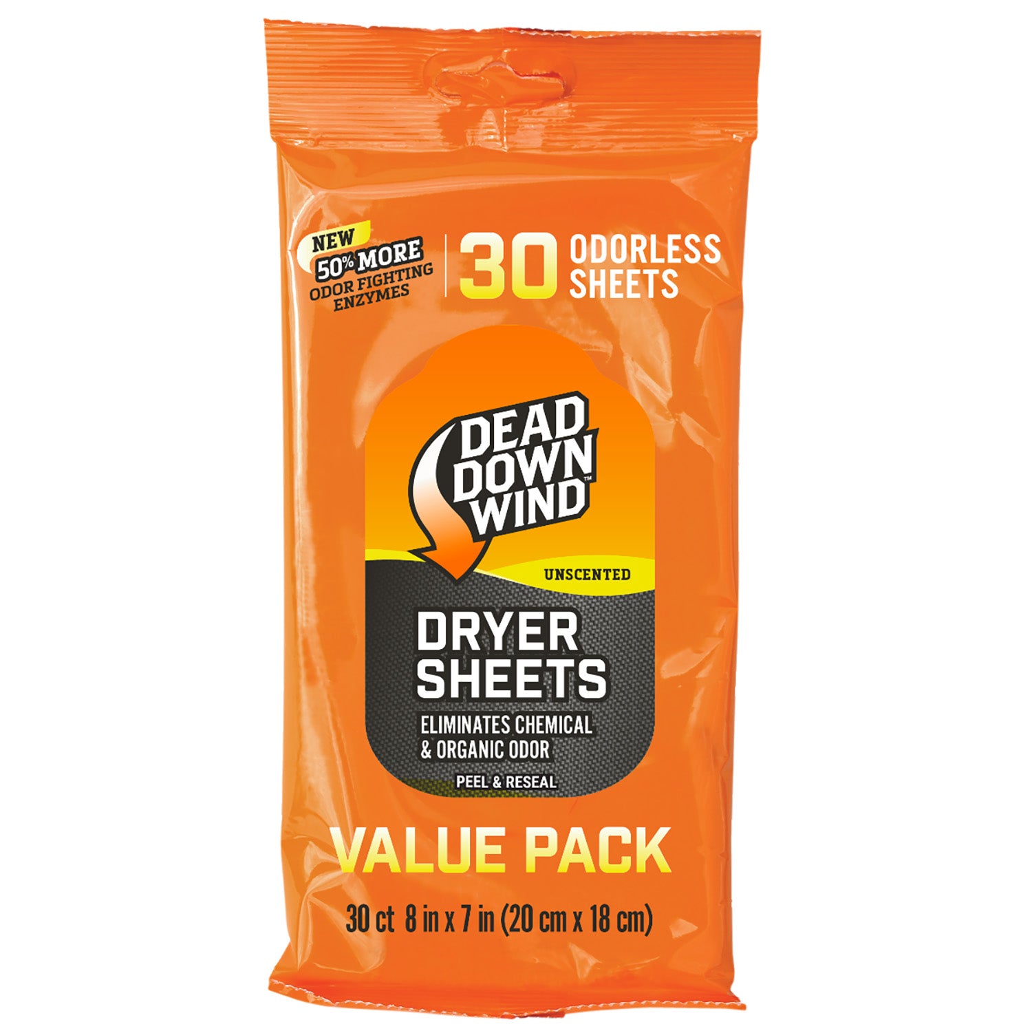Dead Down Wind Enzyme Scent-Prevent Unscented Dryer Sheets 30 Count 113019